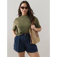 The Very Collection Curve Soft Touch Denim Elasticated Waist Shorts - Dark Blue