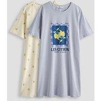 The Very Collection 2 Pack Lemon Print Nightdress - Multi
