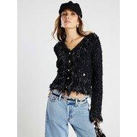 River Island Boucle Cardigan Ultimate - Black