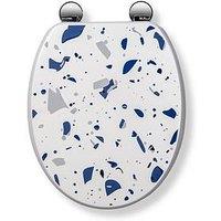 Croydex Terrazzo Blue Print Flexi-Fix Toilet Seat