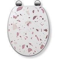 Croydex Terrazzo Pink Print Flexi-Fix Toilet Seat