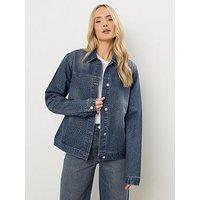 Long Tall Sally Embellished Denim Jacket - Blue