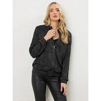 Long Tall Sally Tall Jacquard Bomber Jacket - Black