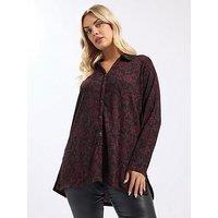 Yours Curve Floral Textured Shirt - Black