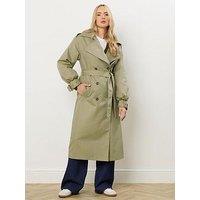 Long Tall Sally Balloon Sleeve Trench Coat - Green