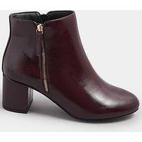 Yours Wide Fit Pu Side Zip Block Boot - Dark Red