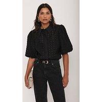 Mint Velvet Disc Detail Shirt - Black