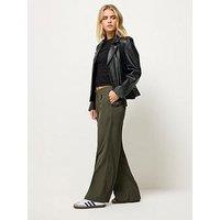 Pixiegirl Petite Pleat Front Wide Leg Trouser - Green