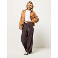Pixiegirl Petite Pleat Front Wide Leg Trouser - Brown
