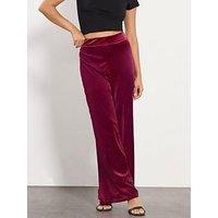 Pixiegirl Petite Velour Wide Leg Trouser - Red