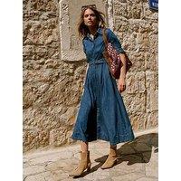 Mint Velvet Indigo Denim Midi Shirt Dress - Blue