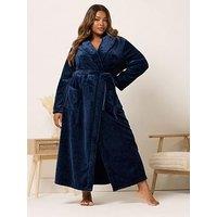 Yours Curve Super Luxe Shawl Maxi Robe - Blue