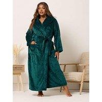 Yours Curve Super Luxe Shawl Maxi Robe - Green