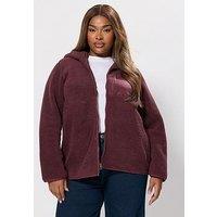 Yours Curve Hooded Nylon Pocket Fleece - Red