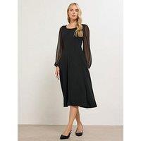 Long Tall Sally Mesh Sleeve Corset Midi Dress - Black