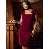 Yours Curve Mini Bow Strap Dress - Red