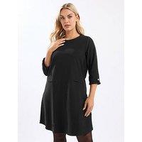 Yours Curve Ponte Rib Formal Shift Dress - Black