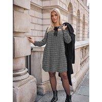 Yours Curve Boucle Cut Out Bow Swing Dress - Black