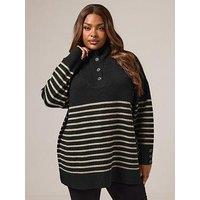 Yours Curve Button Thru Neck Jumper - Black