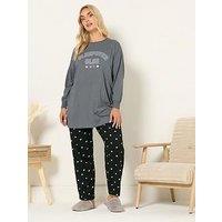 Yours Curve Sleepover Club Pyjama Set - Grey