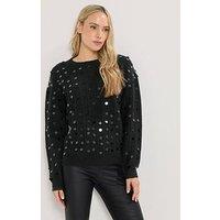 Long Tall Sally Disco Sequin Jumper - Black