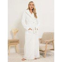 Long Tall Sally Cotton Touch Hood Maxi Robe - White