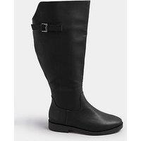 Yours Extra Wide Fit Metal Buckle Boot - Black