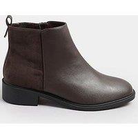 Yours Wide Fit Metal Trim Ankle Boot - Brown