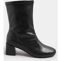 Yours Extra Wide Fit Block Heel Stretch Boot - Black