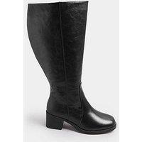 Yours Extra Wide Fit Square Toe Knee High Boot - Black