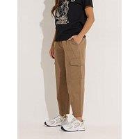 Pixiegirl Petite Barrel Leg Cargo Trouser - Brown
