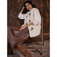 Mint Velvet Cream Faux Fur Toggle Gilet - Beige