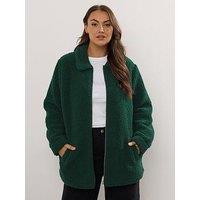 Yours Curve Borg Heavy Zip Through Fleece - Green