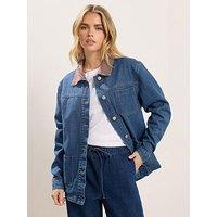 Pixiegirl Petite Contrast Collar Shacket