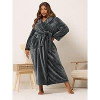 Yours Curve Super Luxe Shawl Maxi Robe - Grey