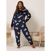 Yours Curve Teddy Bear All-In-One - Blue