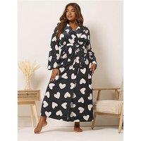 Yours Curve Hooded Maxi Robe - Black