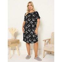 Yours Curve Soft Touch Nightdress - Black