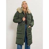 Long Tall Sally Tall Padded Midi Coat - Green