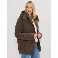 Long Tall Sally Short Padded Coat - Brown