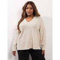 Yours Curve Collared Tipped Jumper - Pink