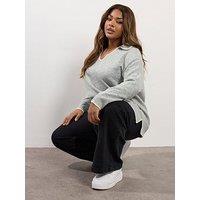 Yours Curve Collared Tipped Jumper - Grey