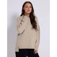 Yours Curve Drop Shoulder Seam Detail Jumper - Natural