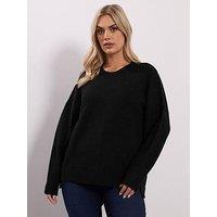 Yours Curve Drop Shoulder Seam Detail Jumper - Black