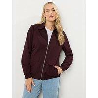 Long Tall Sally Collared Bomber Jacket - Purple