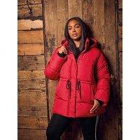Yours Curve Padded Jacket - Red
