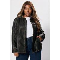 Yours Curve Pu Jacket - Grey