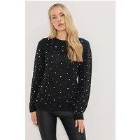Long Tall Sally Stud Detail Jumper - Black