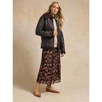 Long Tall Sally Taped Seam Aviator Jacket - Brown