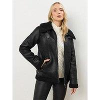 Long Tall Sally Taped Seam Aviator Jacket - Black